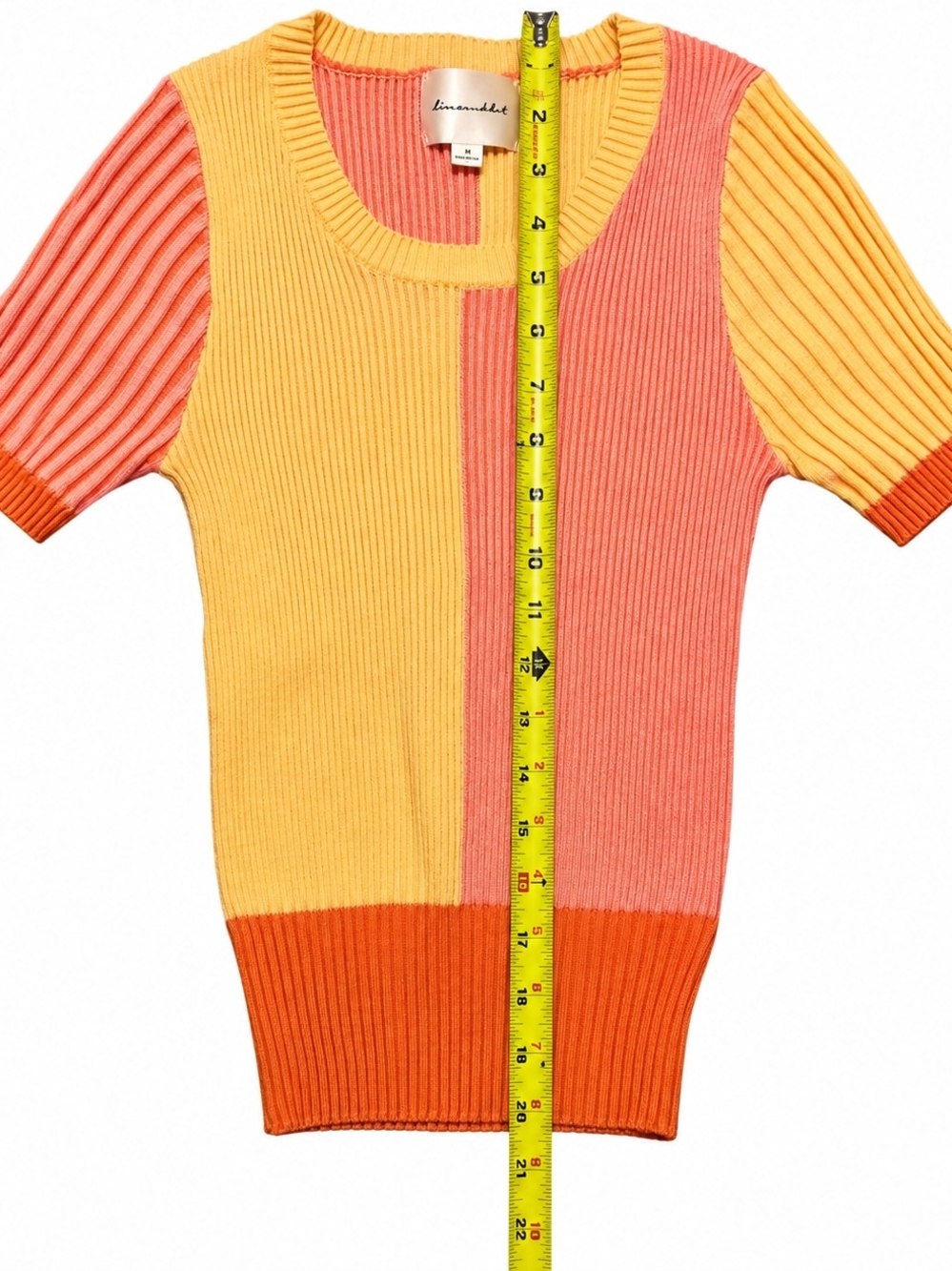 Line & Dot Colorblock Rib-Top - Yellow, Orange & Pink Medium - Picture 4 of 7